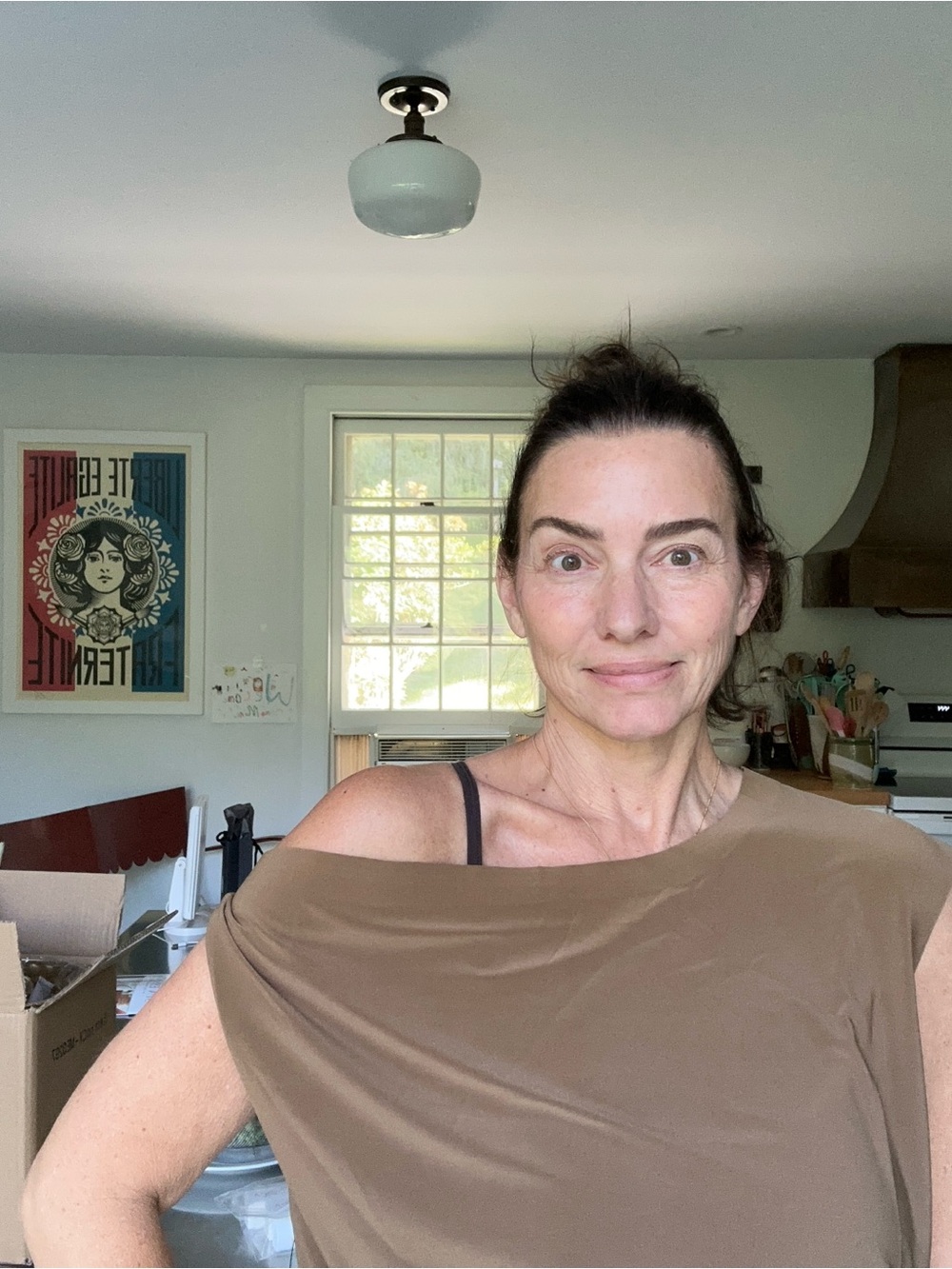 Norma Kamali Bronze Off-Shoulder Top